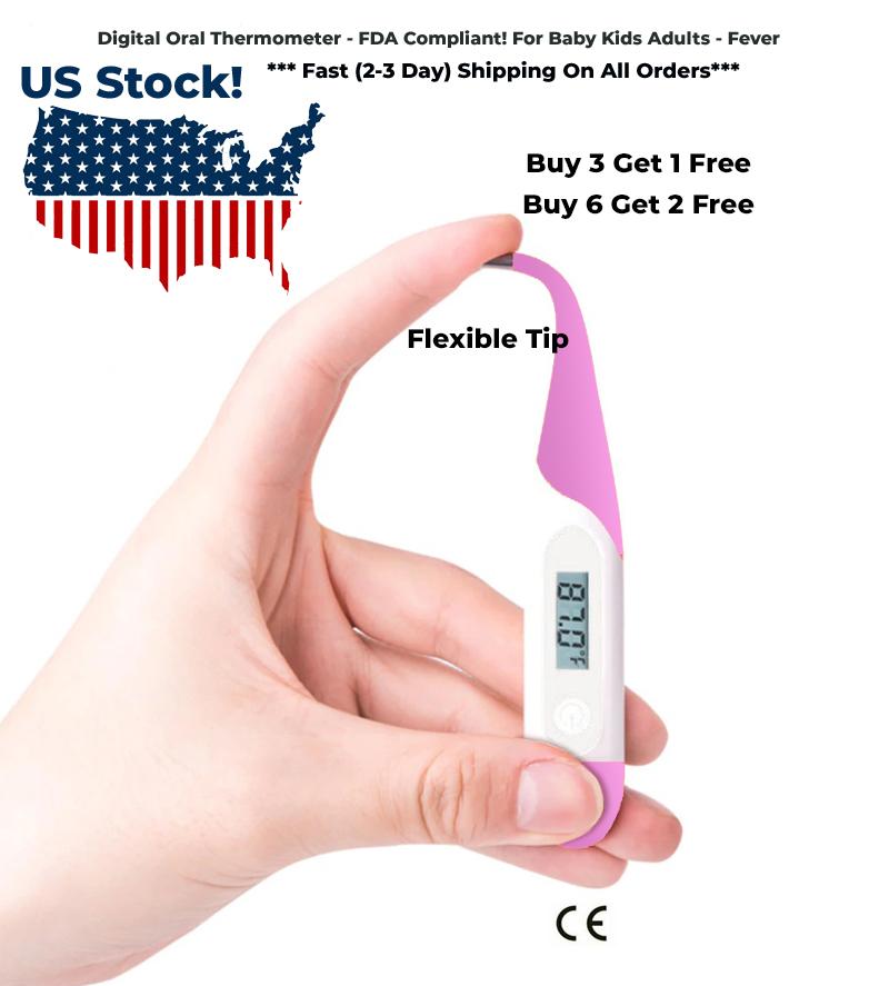 Digital Oral Thermometer - For Baby Kids Adults Fever - FDA Compliant!